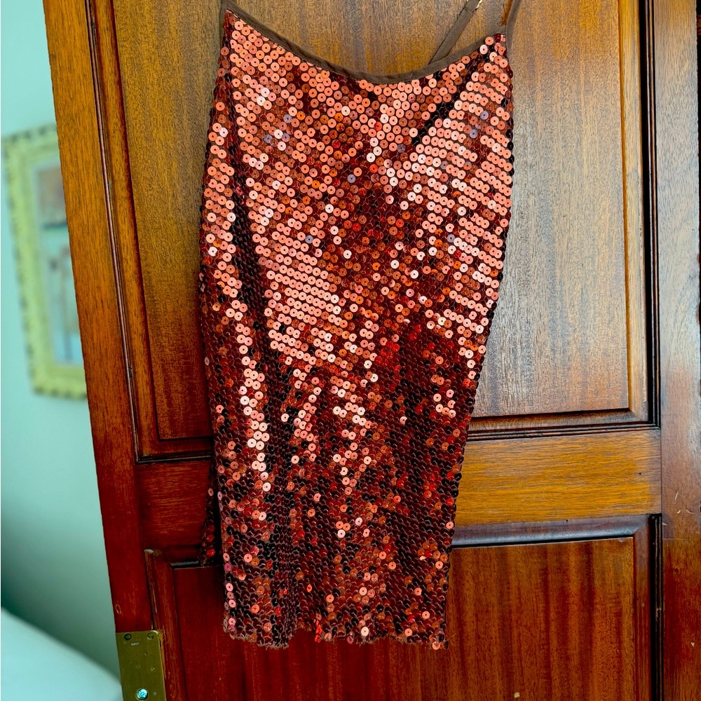 Sequin Skirt in Shimmering Copper